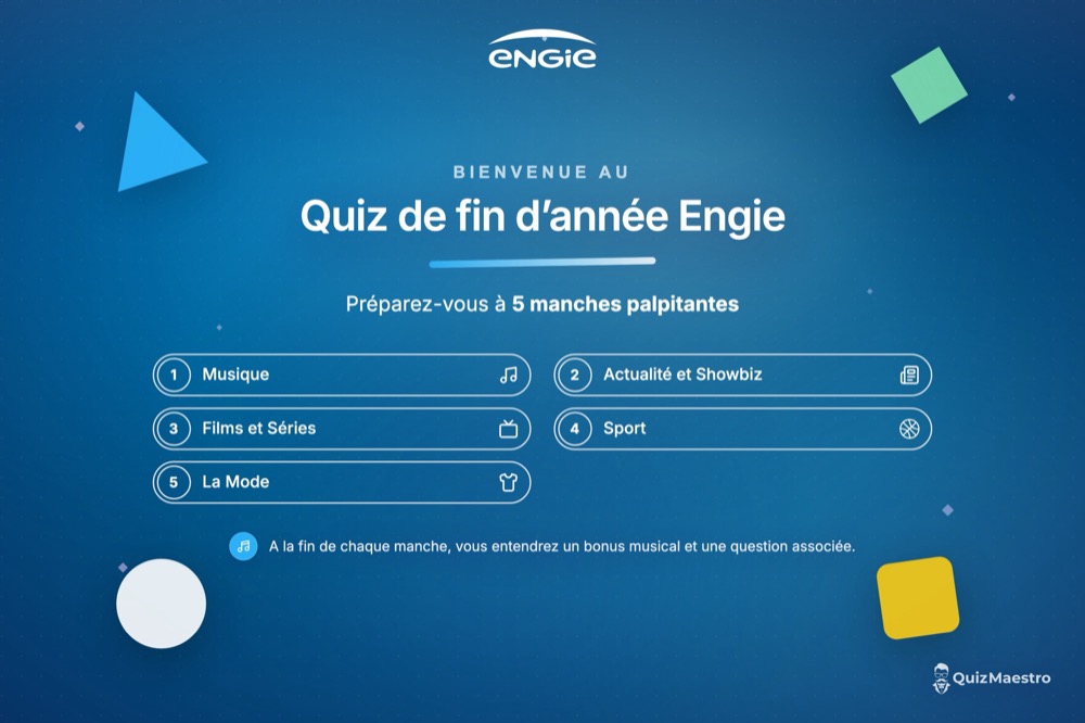 Exemple de design : diapositive d’accueil aux couleurs d’Engie
