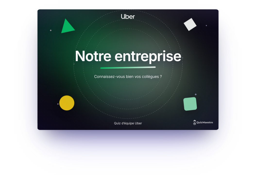 Exemple de design : diapositive de manche Notre entreprise aux couleurs d’Uber